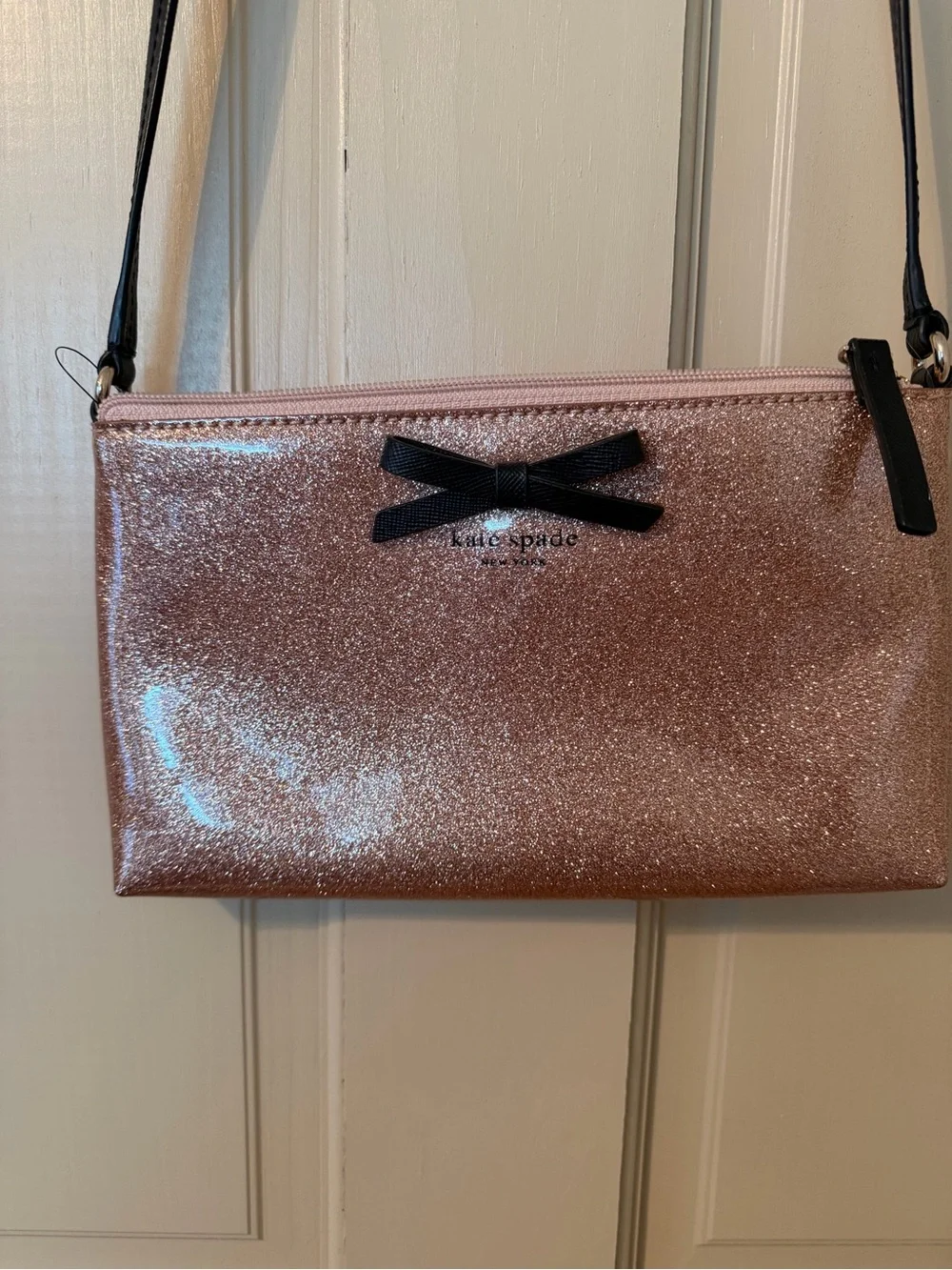 kate spade Glitter Pink Crossbody with Black Bow Accent - Picture 3 of 8